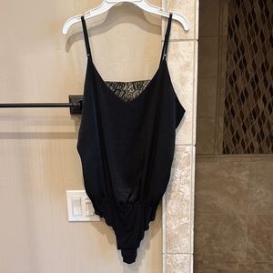 Elegant Black Lace-Trimmed Bodysuit